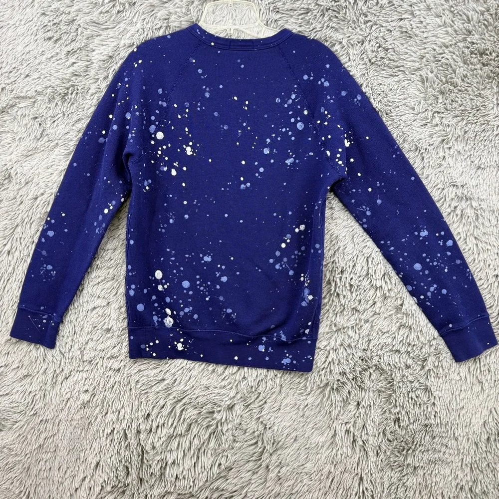 Polo Ralph Lauren Sweatshirt Mens Small Crewneck Paint Splatter Navy Blue Rare